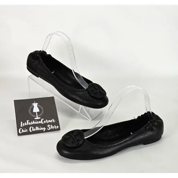 Tory Burch Women's Black Leather Ballet Flat Minnie Travel Flats Size 8 - Picture 8 of 14